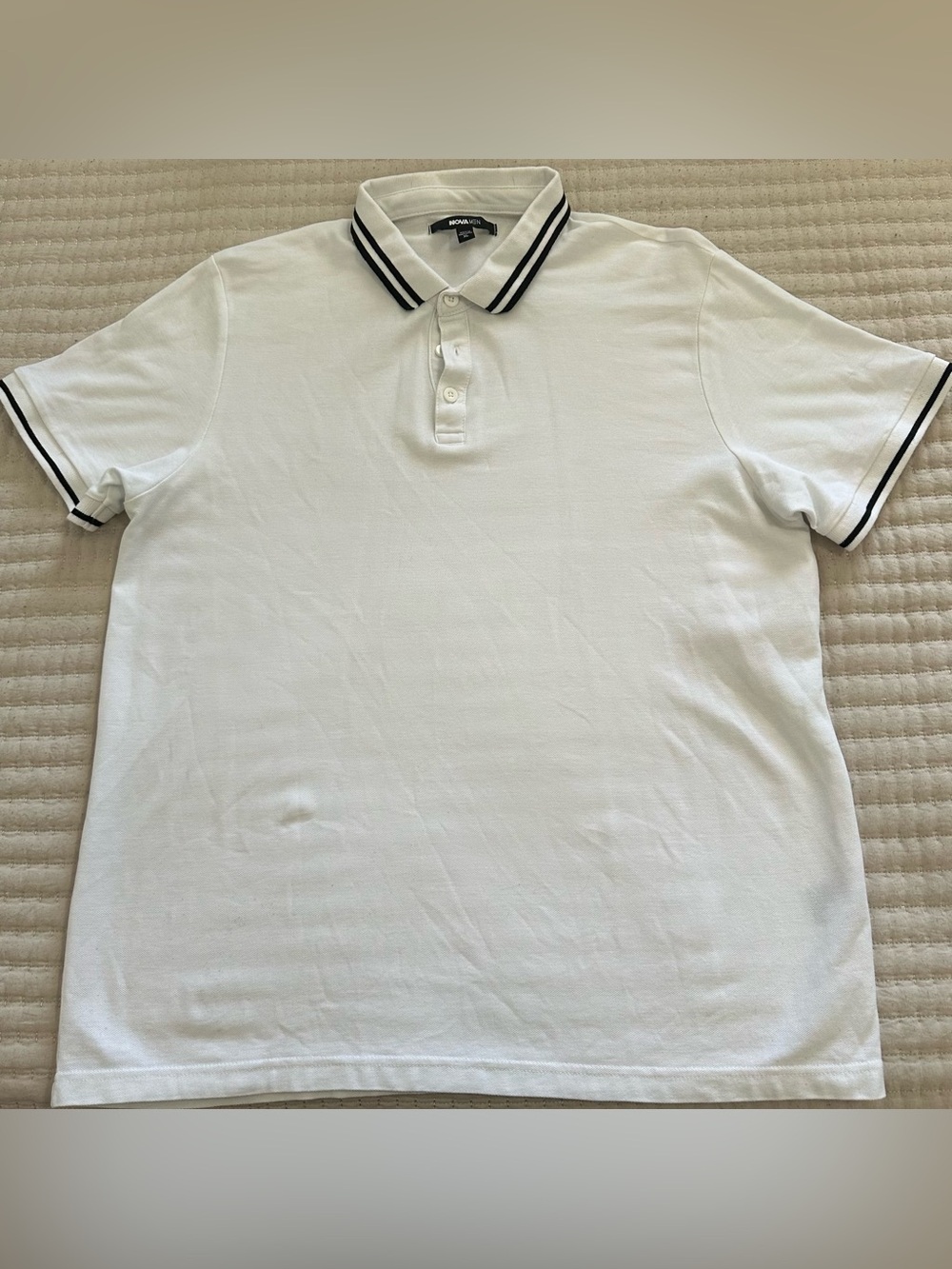 Bonobos White Polo with Black Striped Collar